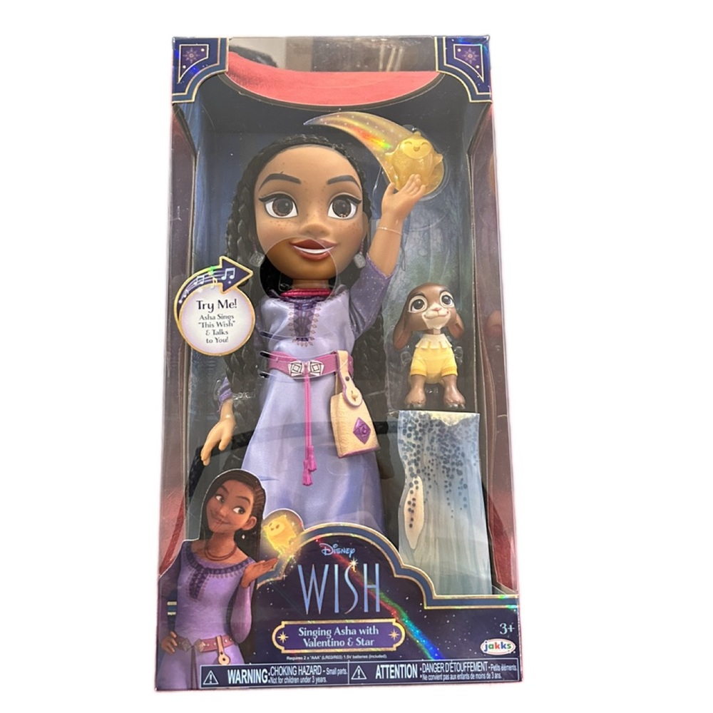 Disney Wish 15” Singing Asha w/Valentino & Star. NIB Says 20 phrases